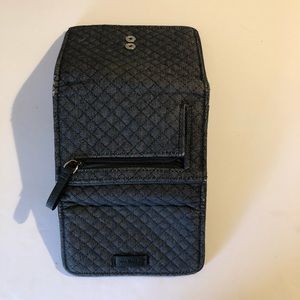 Iconic RFID Riley compact wallet in denim navy